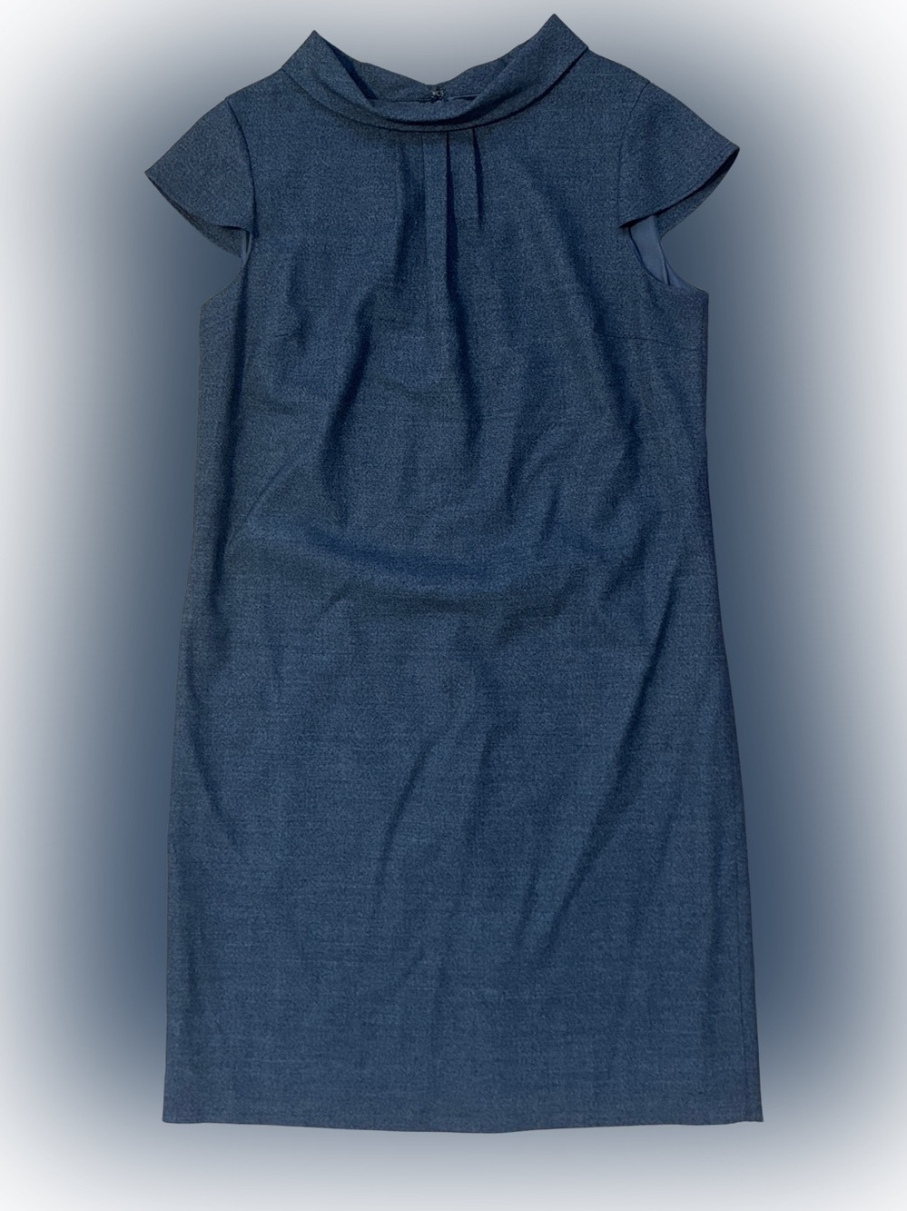 Brooks Brothers 346 Charcoal Wool Cap Sleeve Pleat Sheath Dress - Size 14